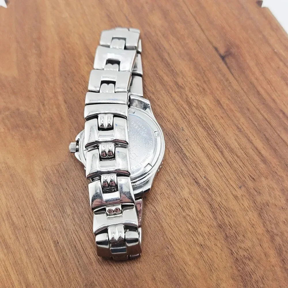 Fossil Watch Silver Tone Boyfriend Style Blue Date Dial Stainless Steel FS-2596